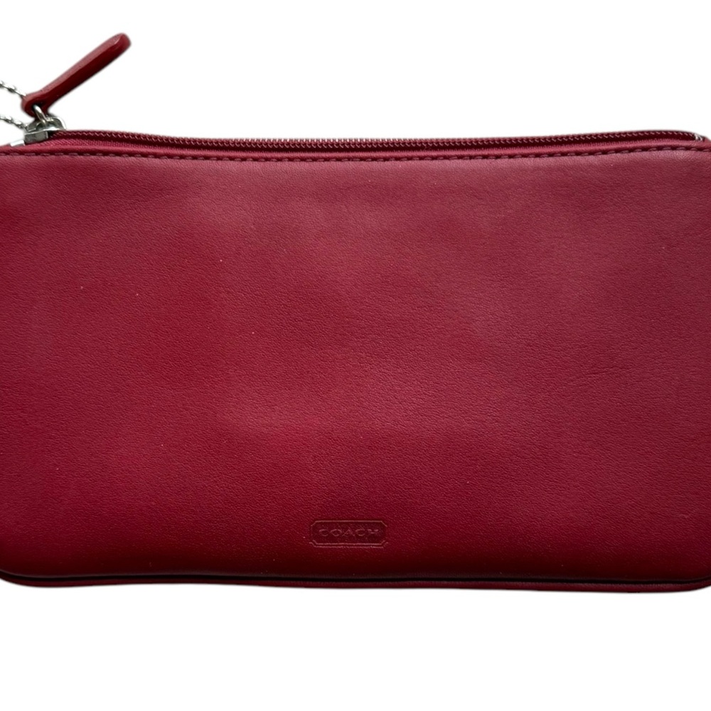 Vintage Red Coach Leather pouch cash wallet cosmetic makeup bag - Picture 6 of 10